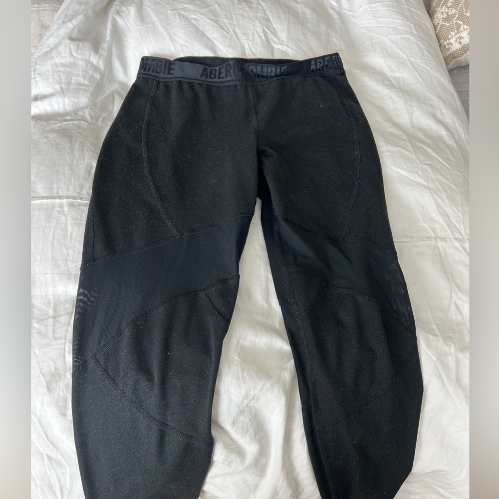 Black Abercrombie leggings, mesh detail. Good condition, size medium